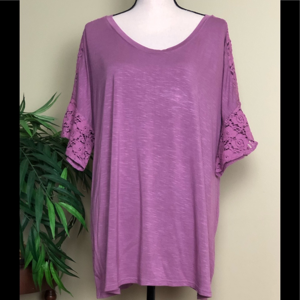NWT Mittoshop Blouse With Lace Details Short Sleeves Sz 2X